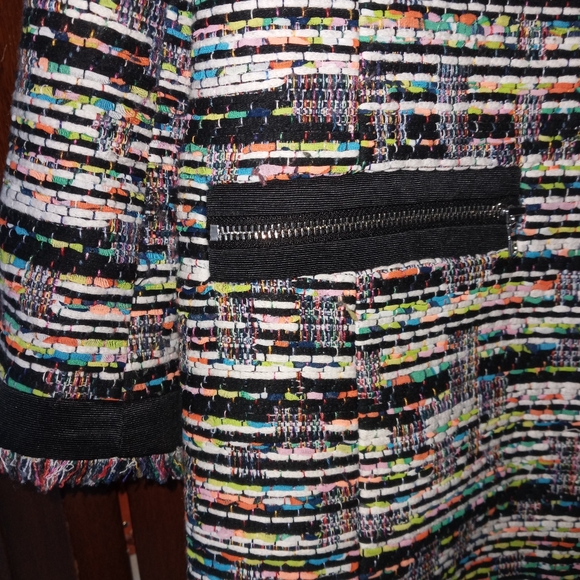 Ann Taylor Textured Mixed Tweed Zip Pocket Jacket In Black Multi Color s… - Picture 5 of 14